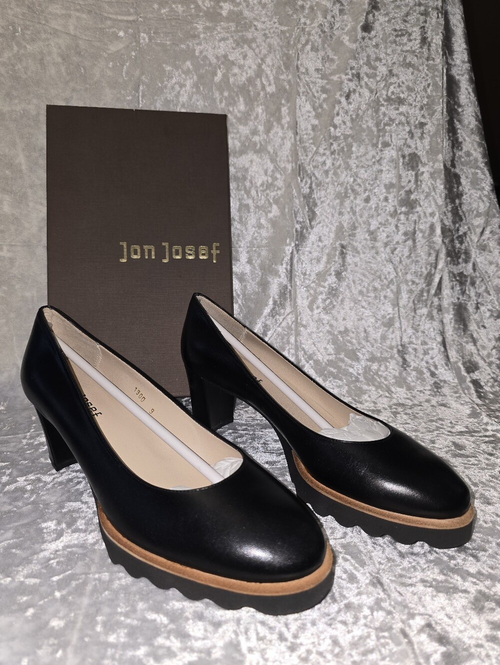 Jon Josef Katie Black Leather Platform Pumps
